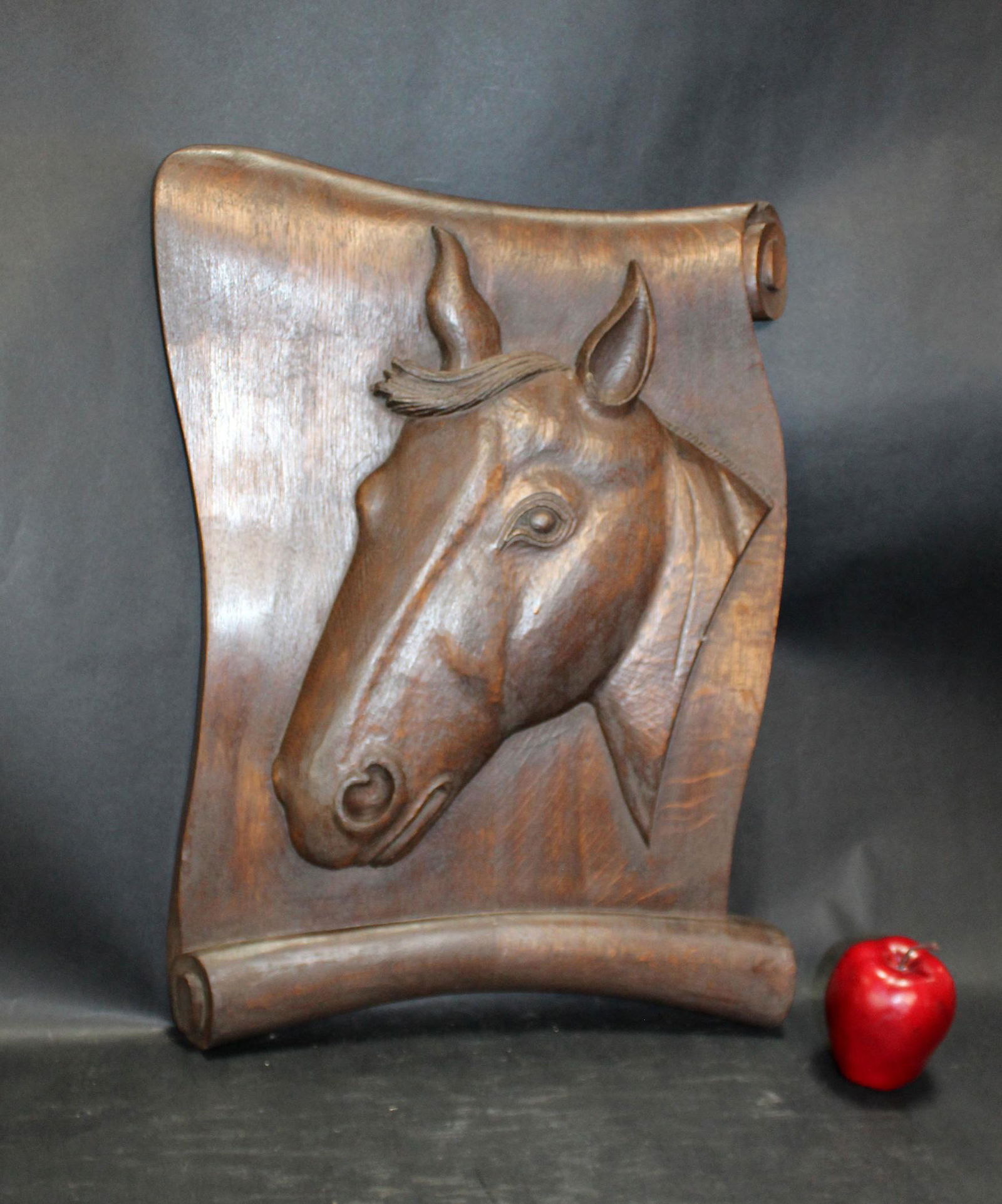 Continental carved oak panel with horse (1 of 8)