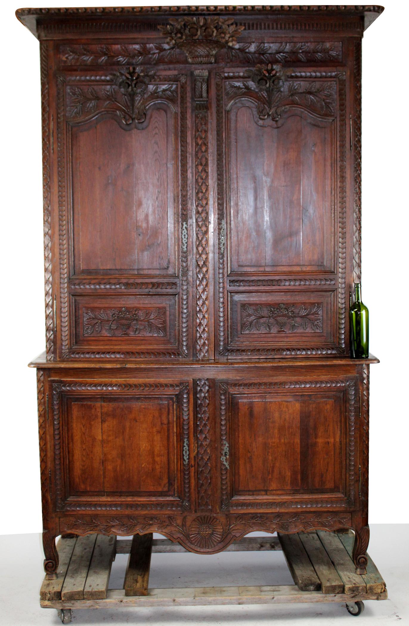 French Provincial oak buffet deux corps (1 of 9)