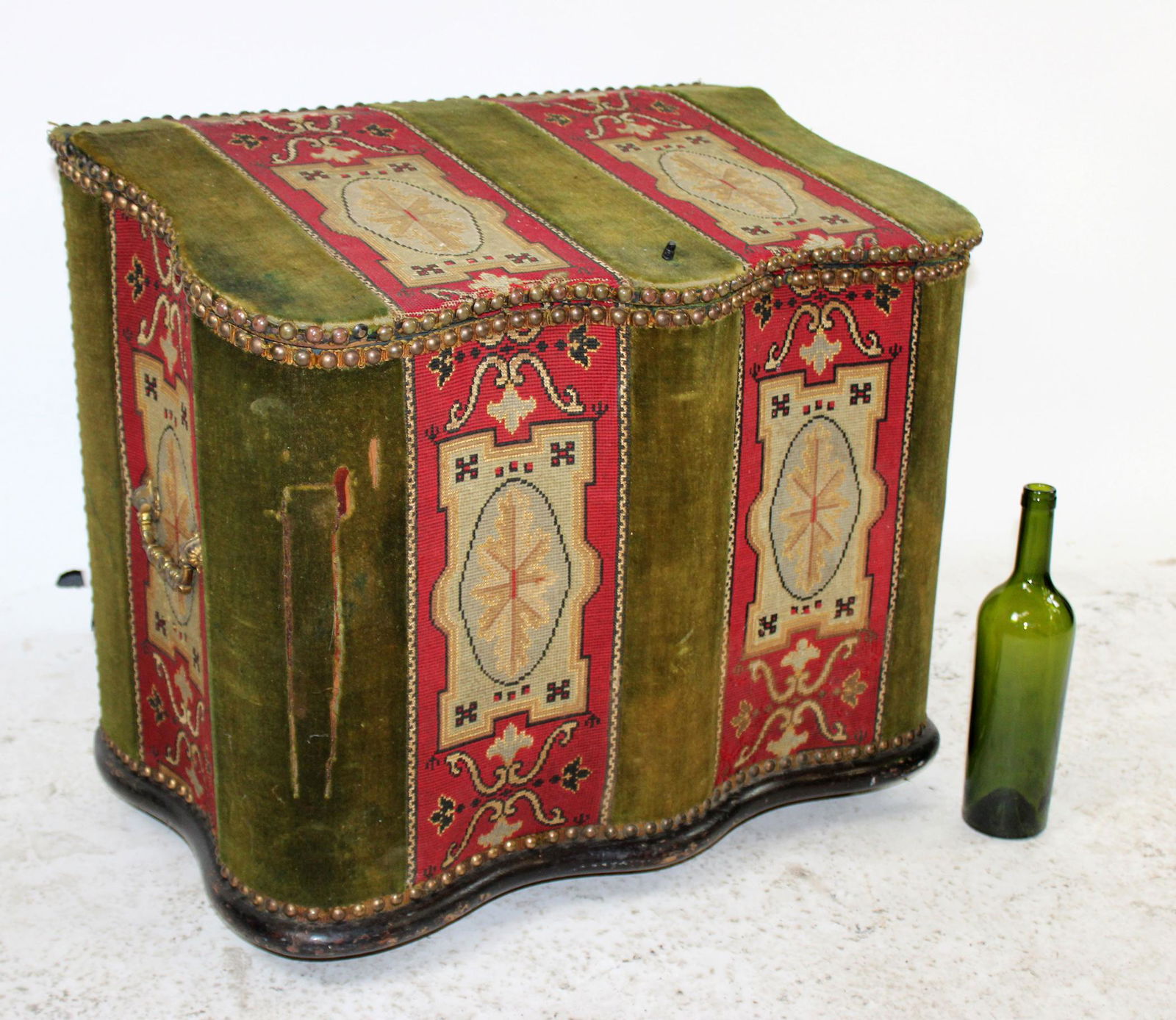 French Napoleon III tapestry trunk (1 of 11)