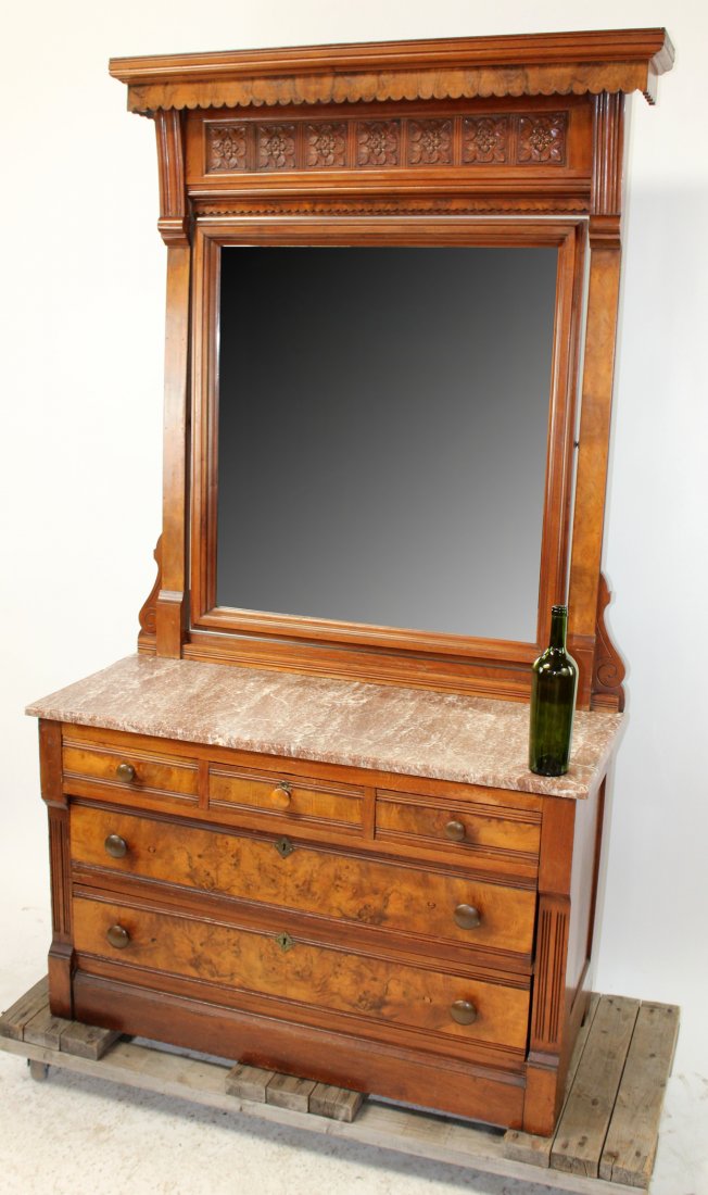 American Victorian walnut chest with mirror (1 of 12)