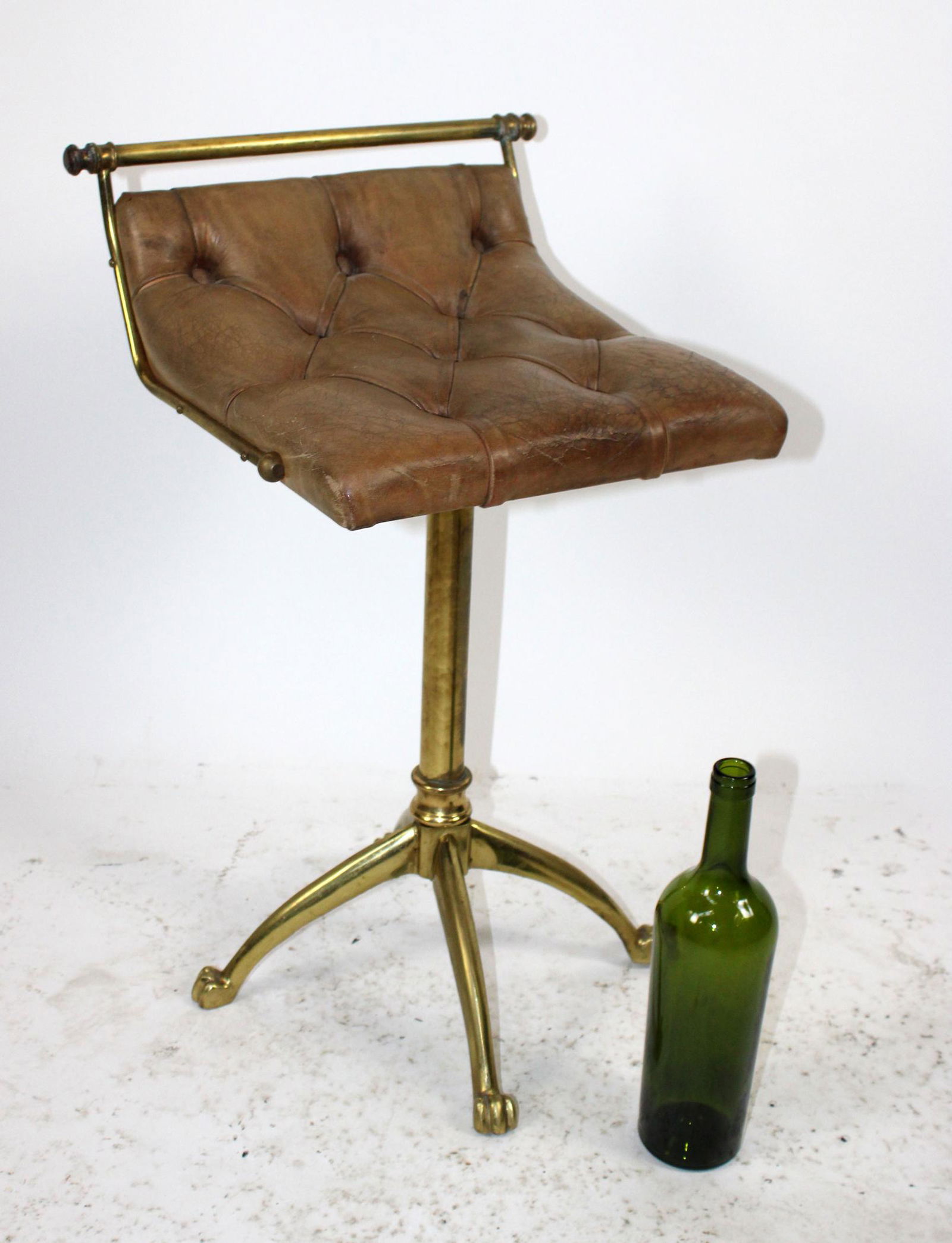 Mid Century leather and brass vanity stool (1 of 8)