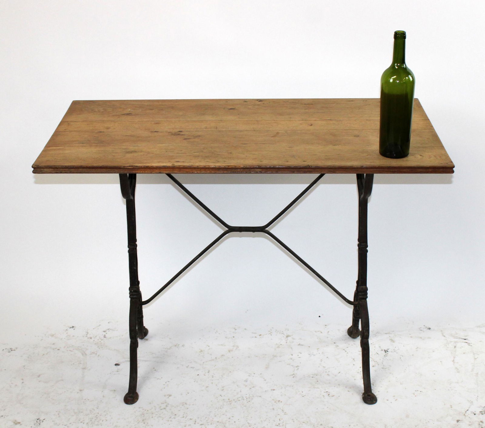 French iron bistro table with wooden top (1 of 6)