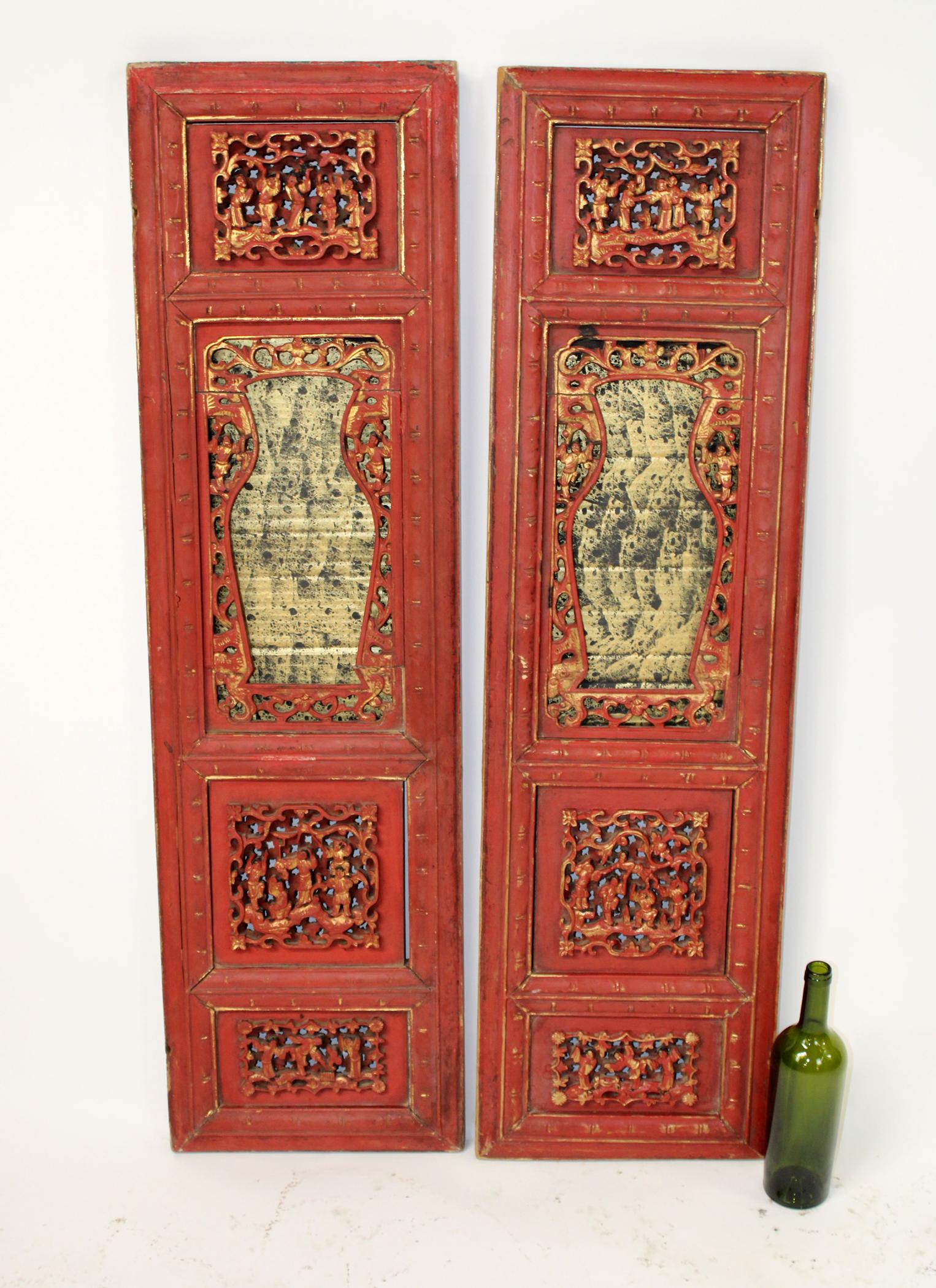 Pair of relief carved Chinese panels (1 of 7)