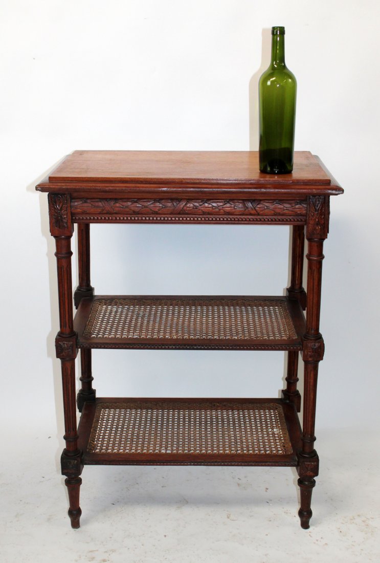 French Louis XVI tiered side table in walnut (1 of 7)