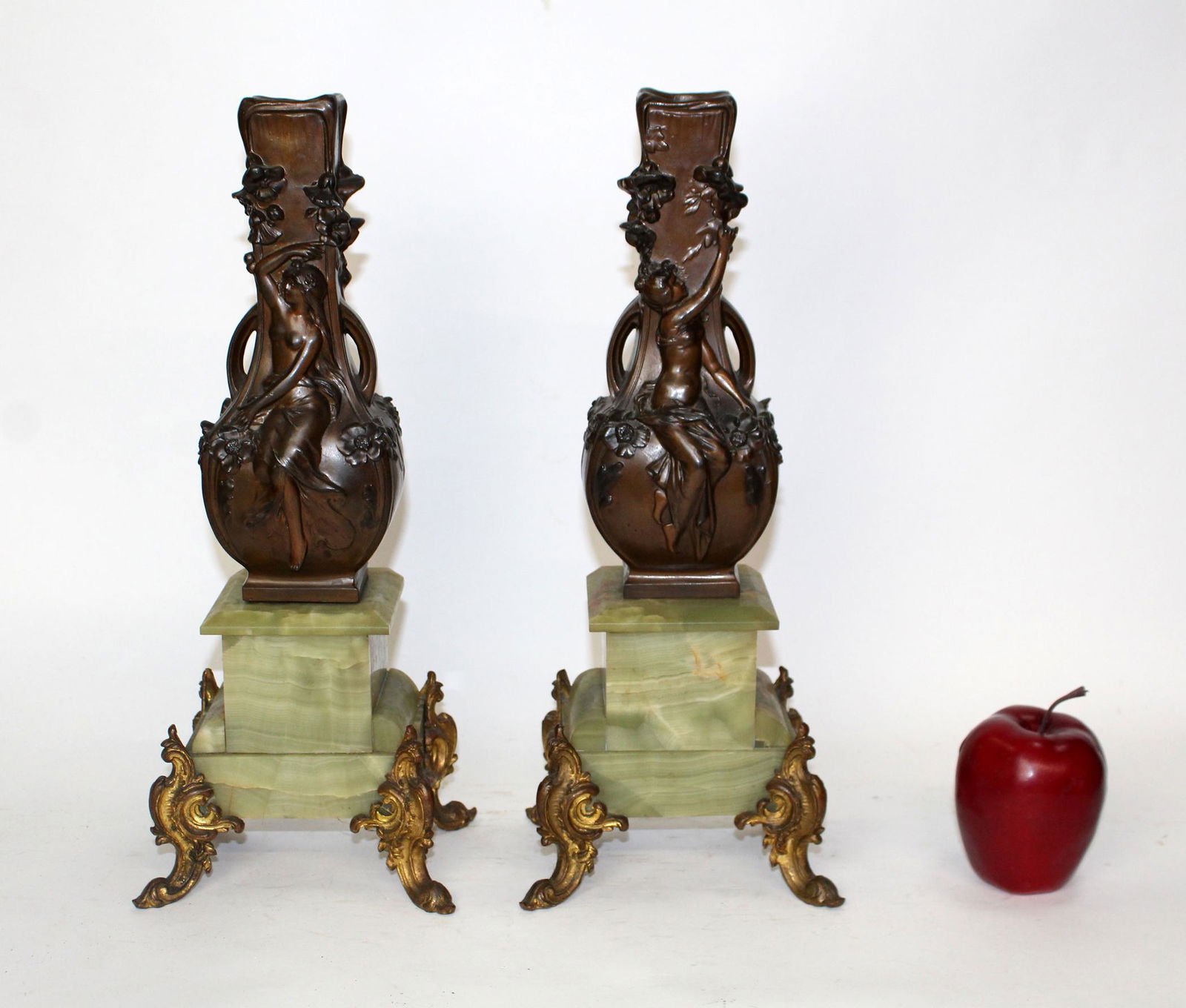 Pair Art Nouveau figural vases after Moreau (1 of 10)
