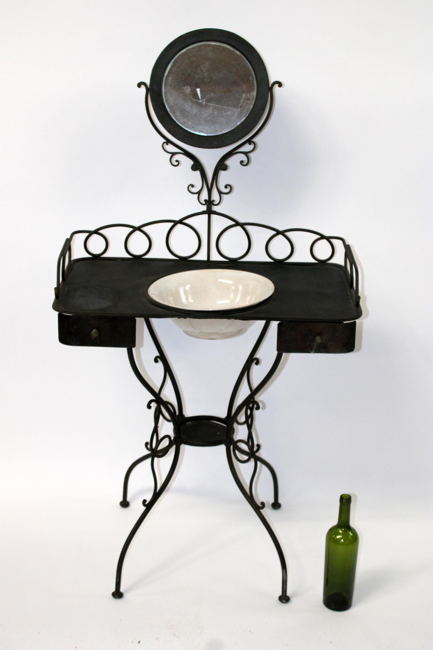 French scrolled iron washstand with mirror (1 of 9)