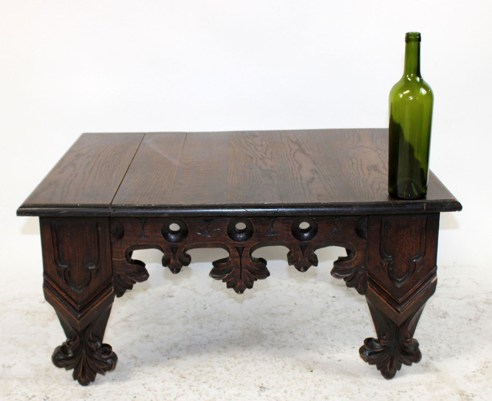 French Gothic foot stool in oak top (1 of 5)