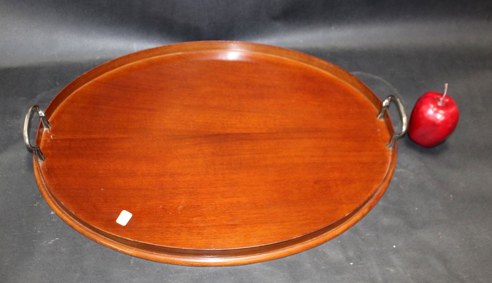 Art Deco oval mahogany tray with handles (1 of 6)