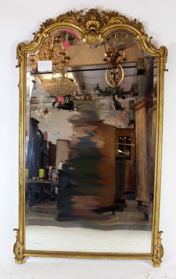 French Regency gold leaf mirror with beveled glass (1 of 5)