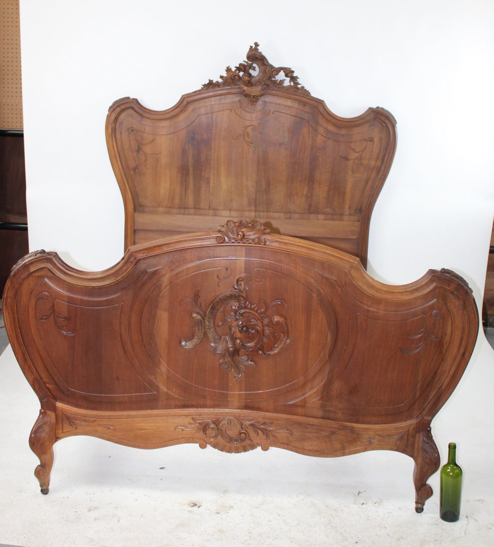 French Louis XV carved walnut bed (1 of 8)