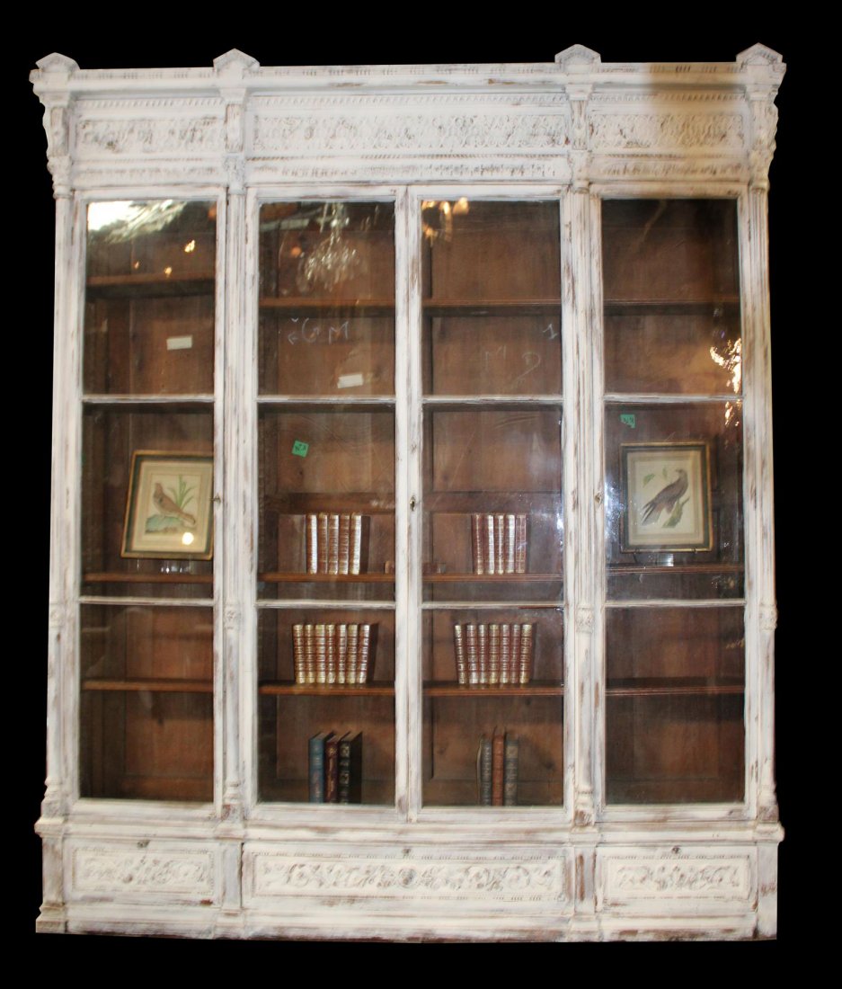 Grand scale French Renaissance style painted bookcase (1 of 18)