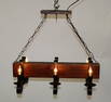 French wood & iron 6-light chandelier