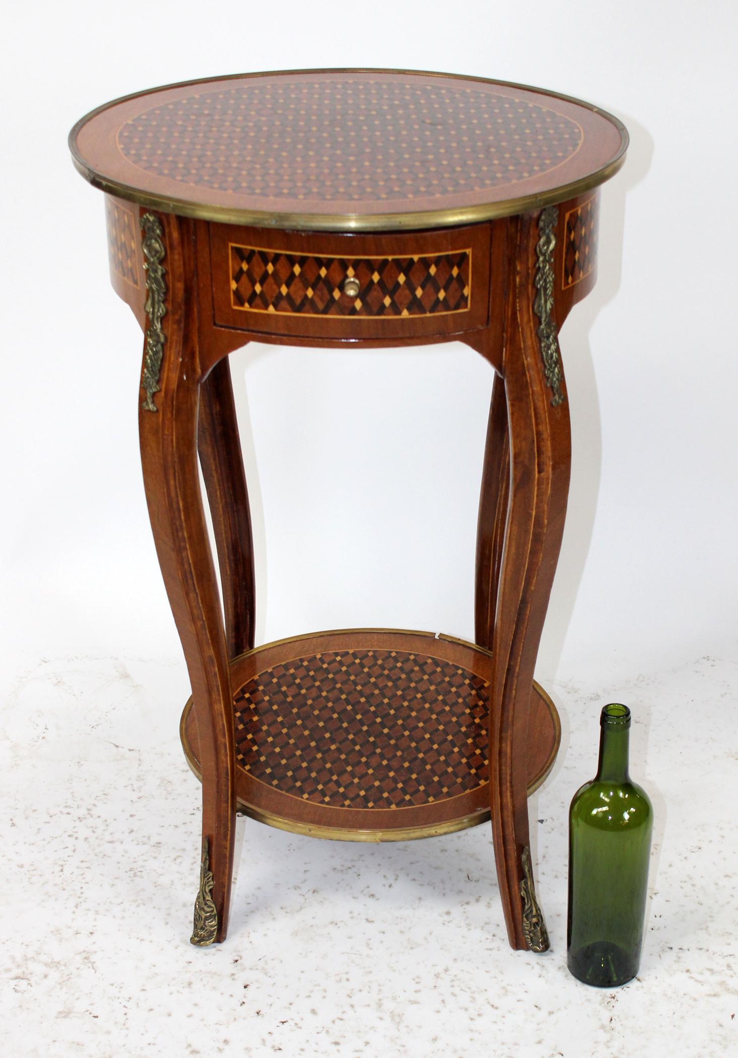 Louis XVI style marquetry gueridon table with ormolu (1 of 7)