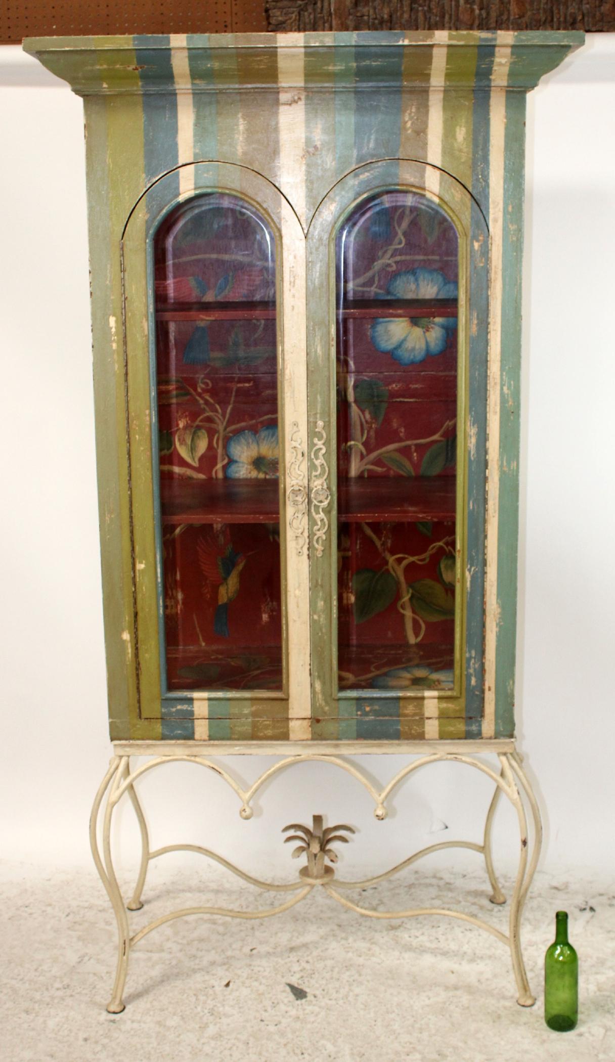 Guildmaster painted wood bookcase on iron legs (1 of 6)