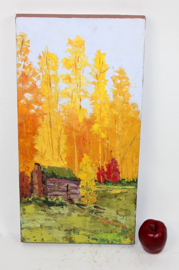 Oil on canvas Fall landscape with cabin (1 of 5)