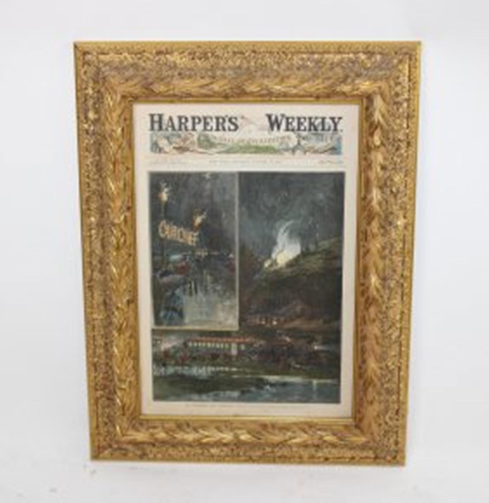 Harper's Bazaar print "Presidential Train to Atlanta": Harper's Bazaar print "Presidential Train to Atlanta" Framed size 21"h x 16"w