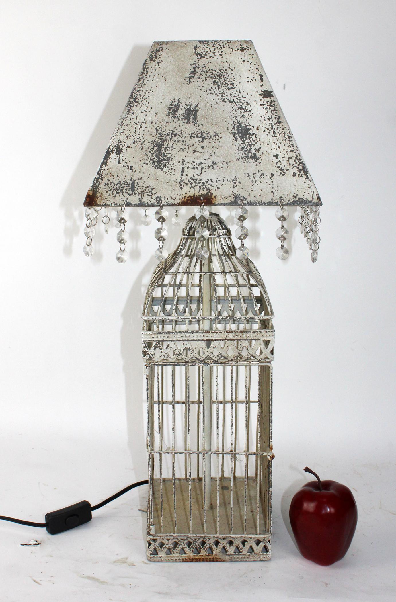 Decorative painted birdcage lamp (1 of 6)