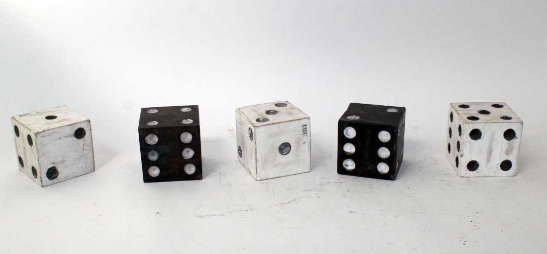 Lot of 5 wooden dice: Lot of 5 wooden dice. 5"cube