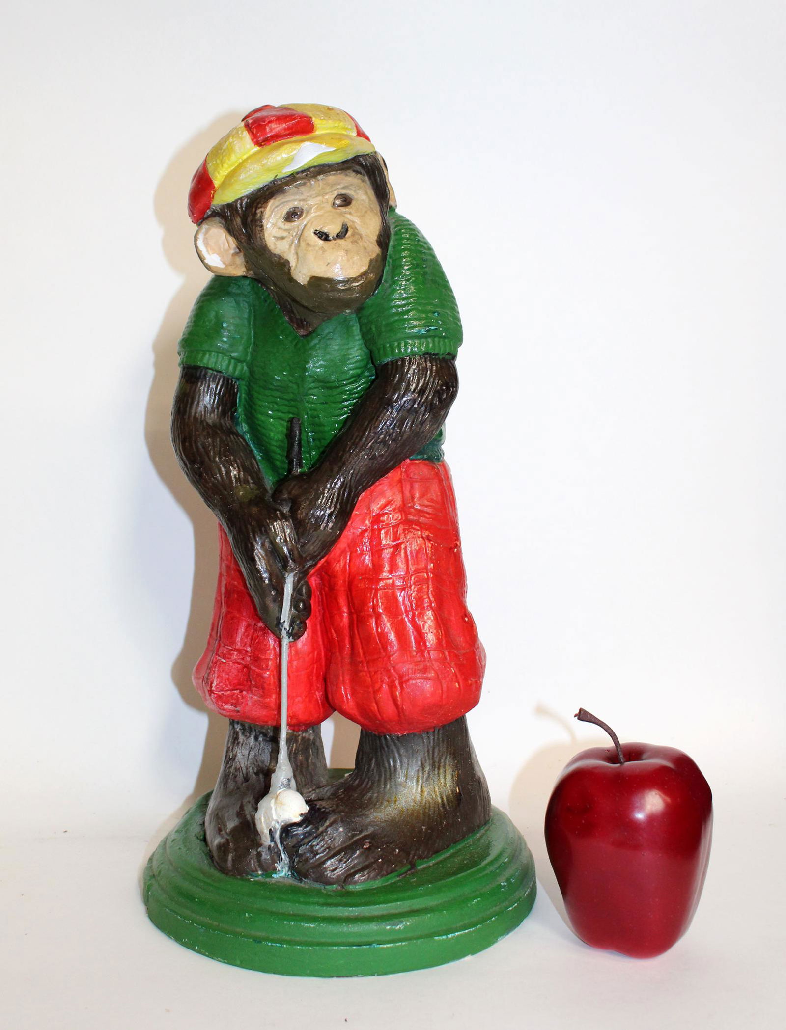 Painted cast Monkey golfer statue (1 of 5)