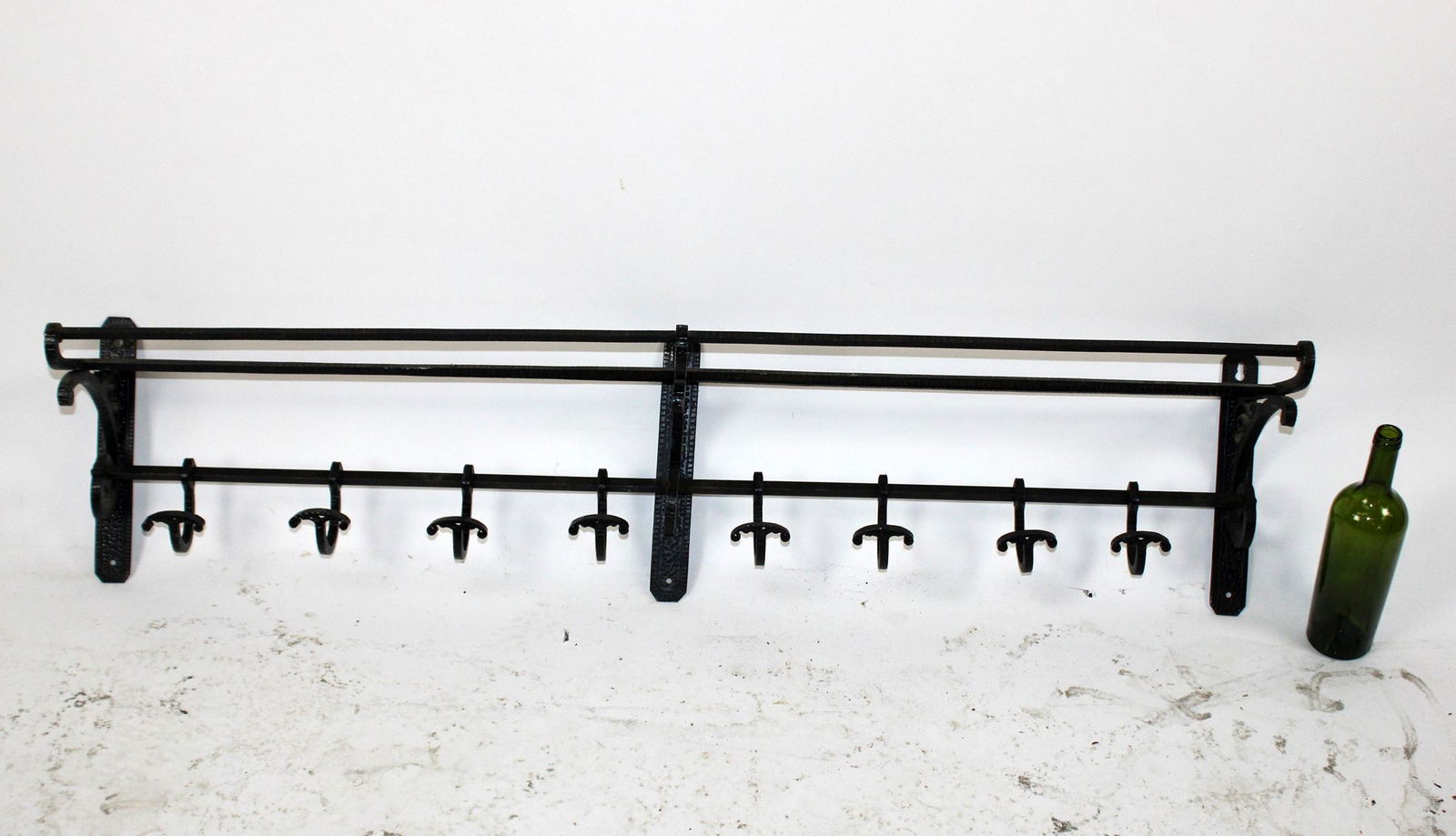 French Art Deco wrought iron wall mount coat rack (1 of 6)