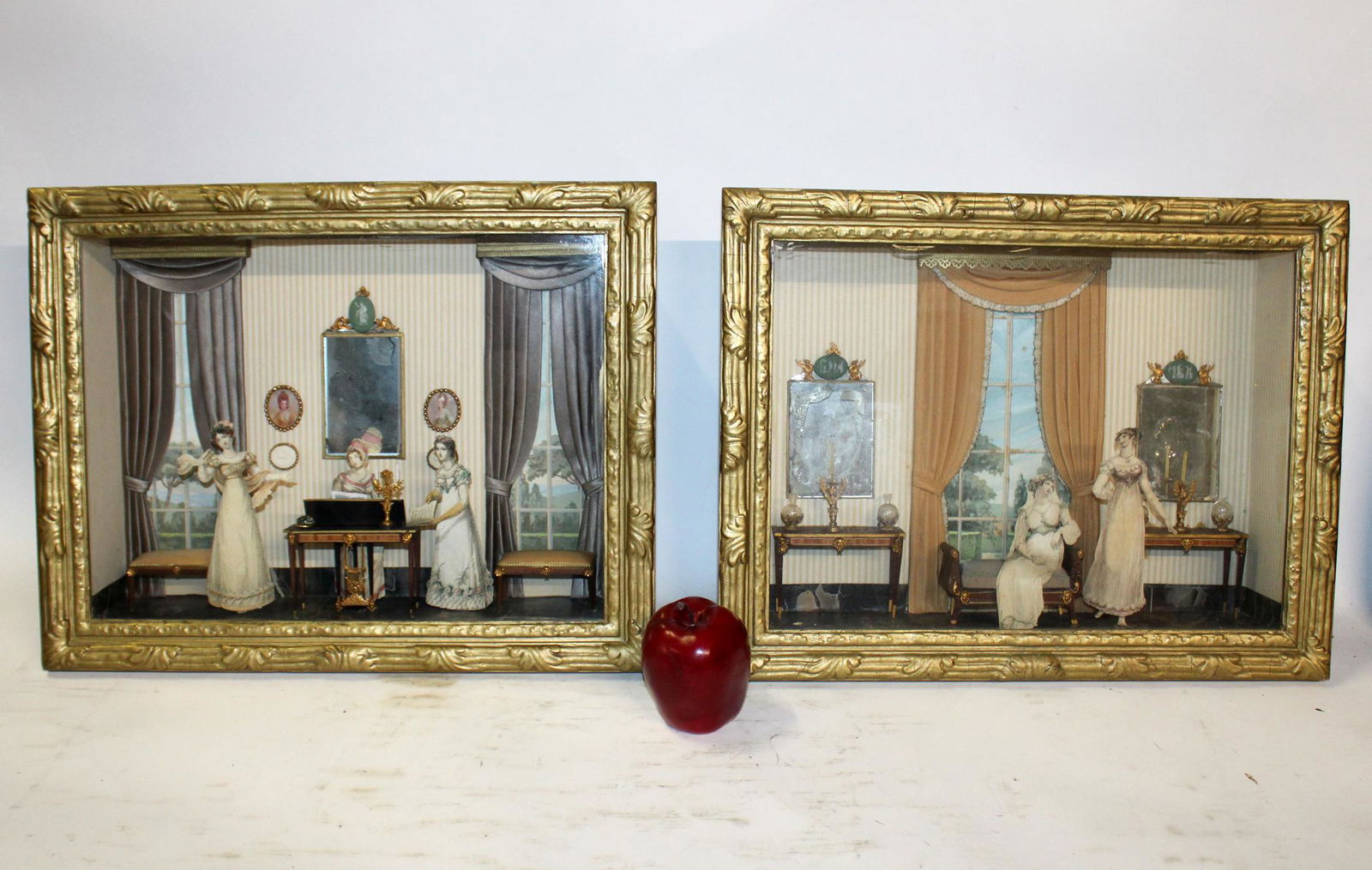 Lot of 2 Victorian parlor scene diorama shadowbox (1 of 13)