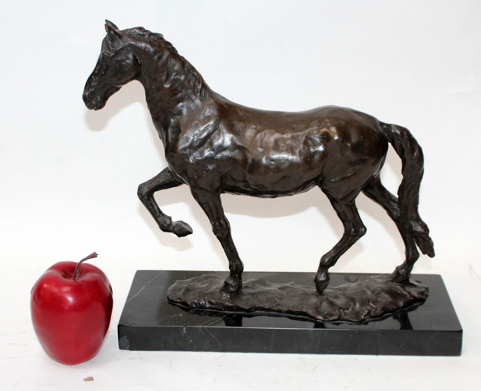 Bronze prancing horse on marble base (1 of 7)