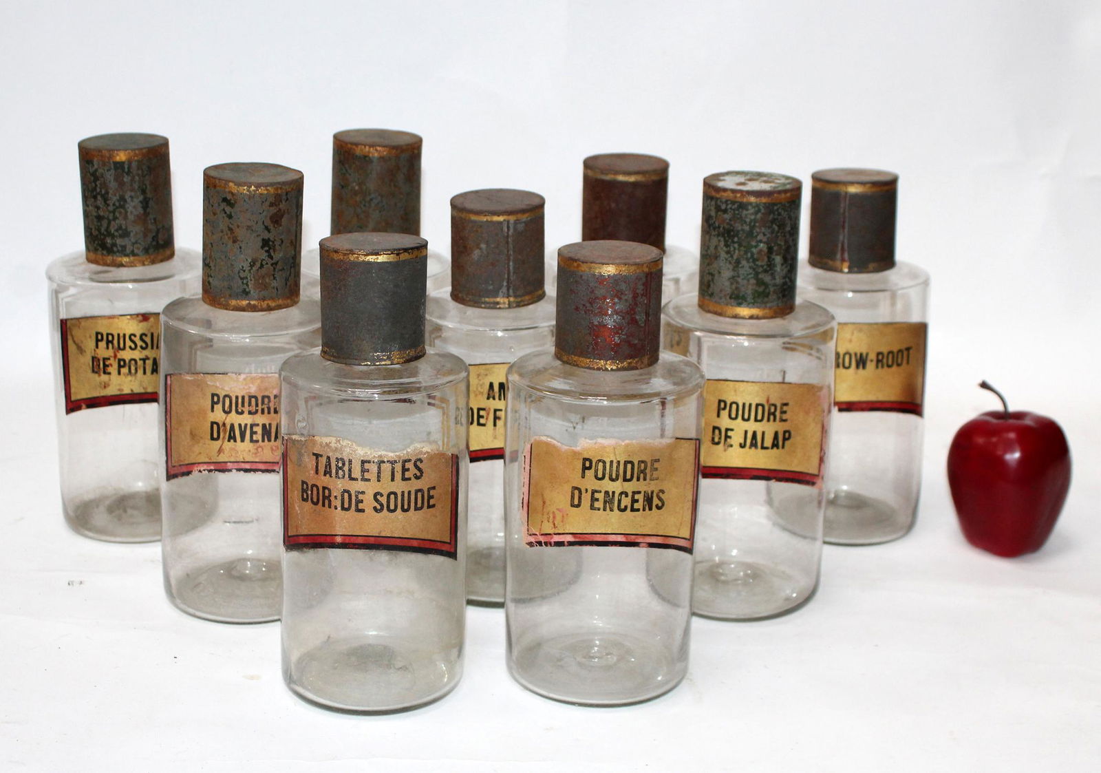 Lot of 9 French glass apothecary jars (1 of 5)