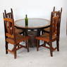 Wagon wheel glass top table with 4 chairs