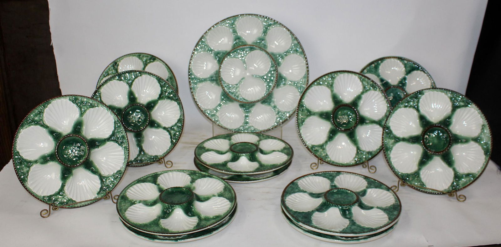 Lot of 12 French oyster plates & 1 platter (1 of 10)