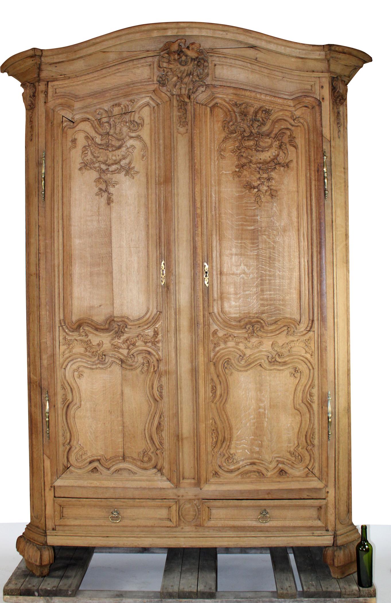 French Regency bleached oak armoire (1 of 11)