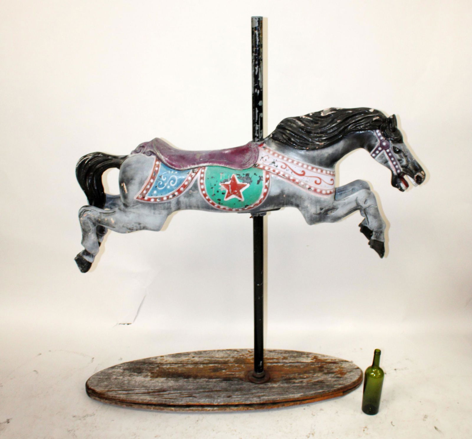 Aluminum Carousel Horse On Stand