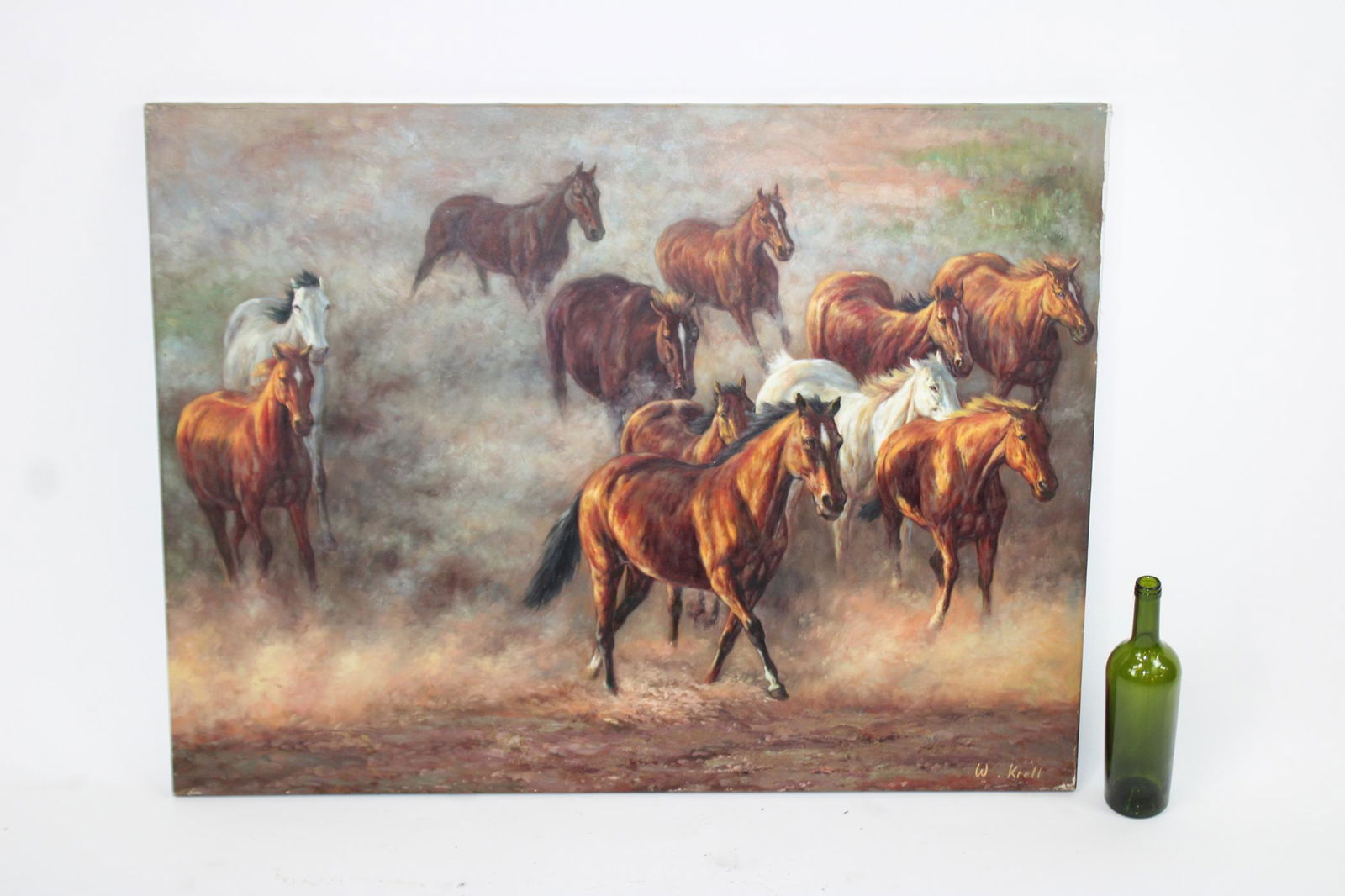 Oil on canvas depicting wild horses (1 of 5)