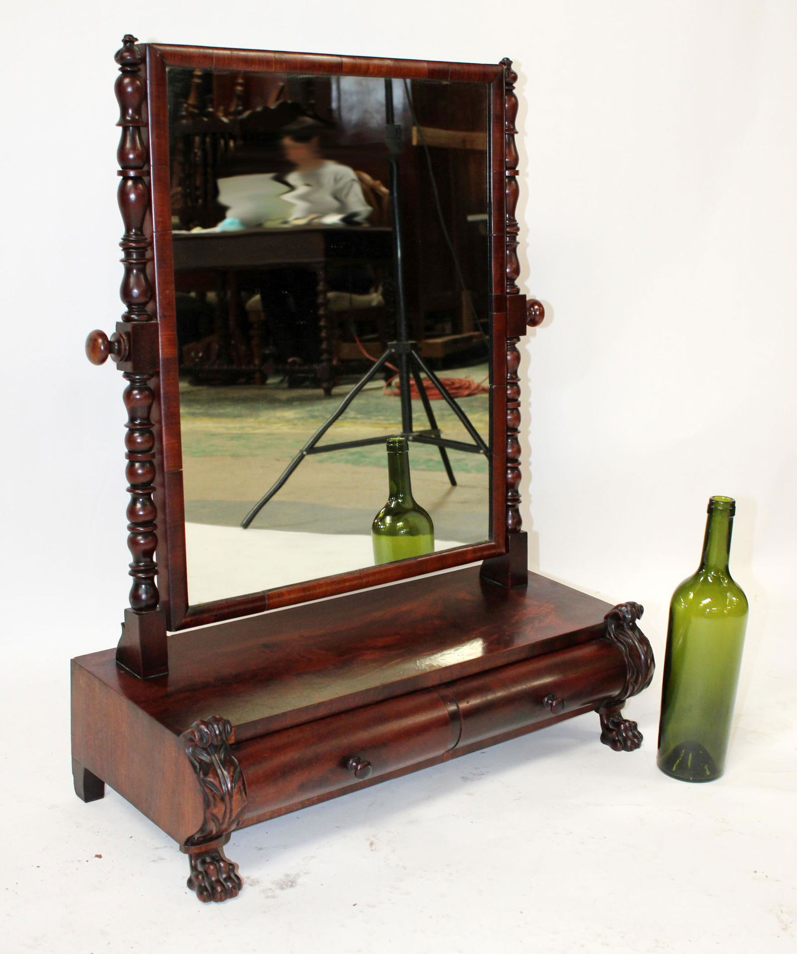 American Empire mahogany shaving mirror (1 of 8)