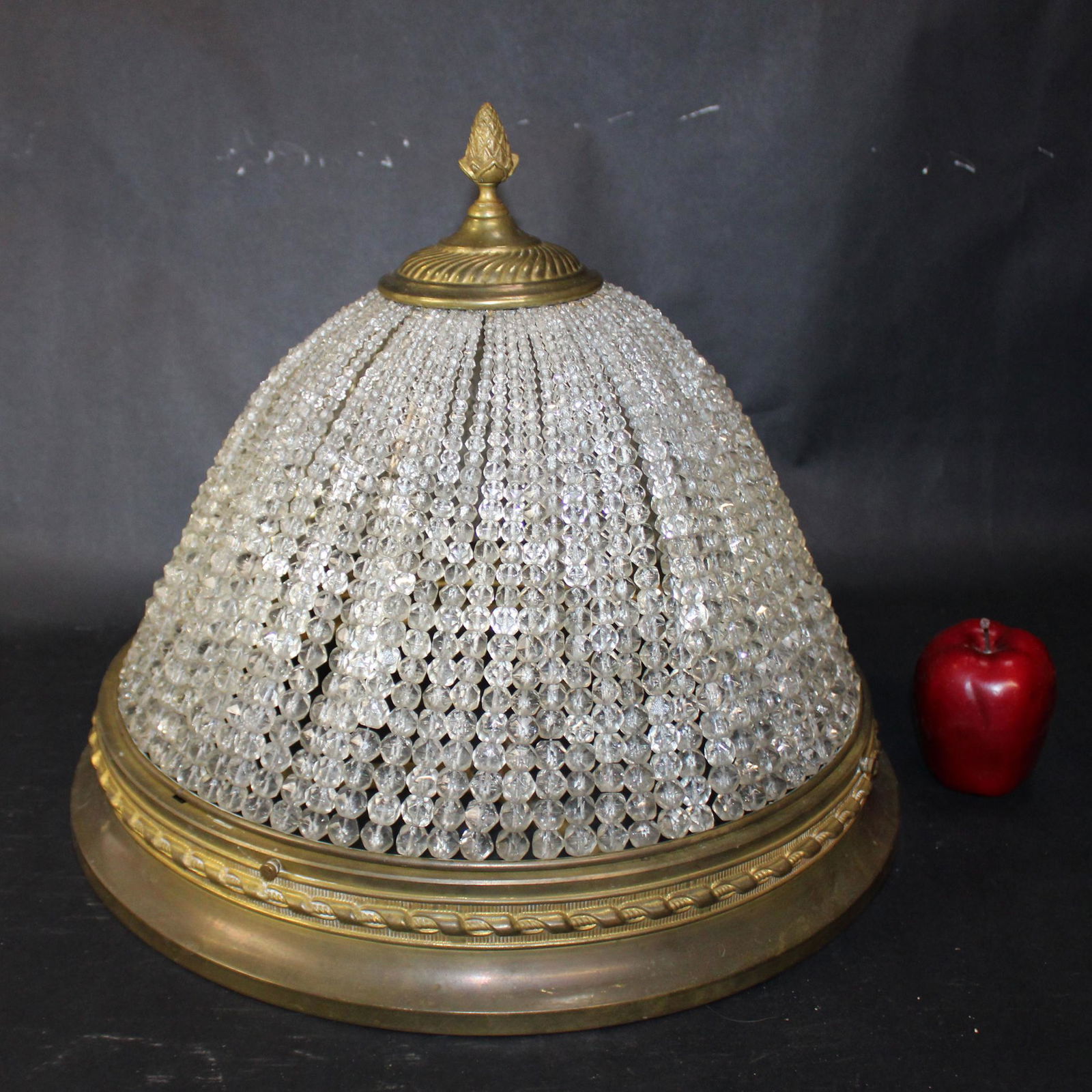 French bronze & crystal bead flush mount basket (1 of 10)