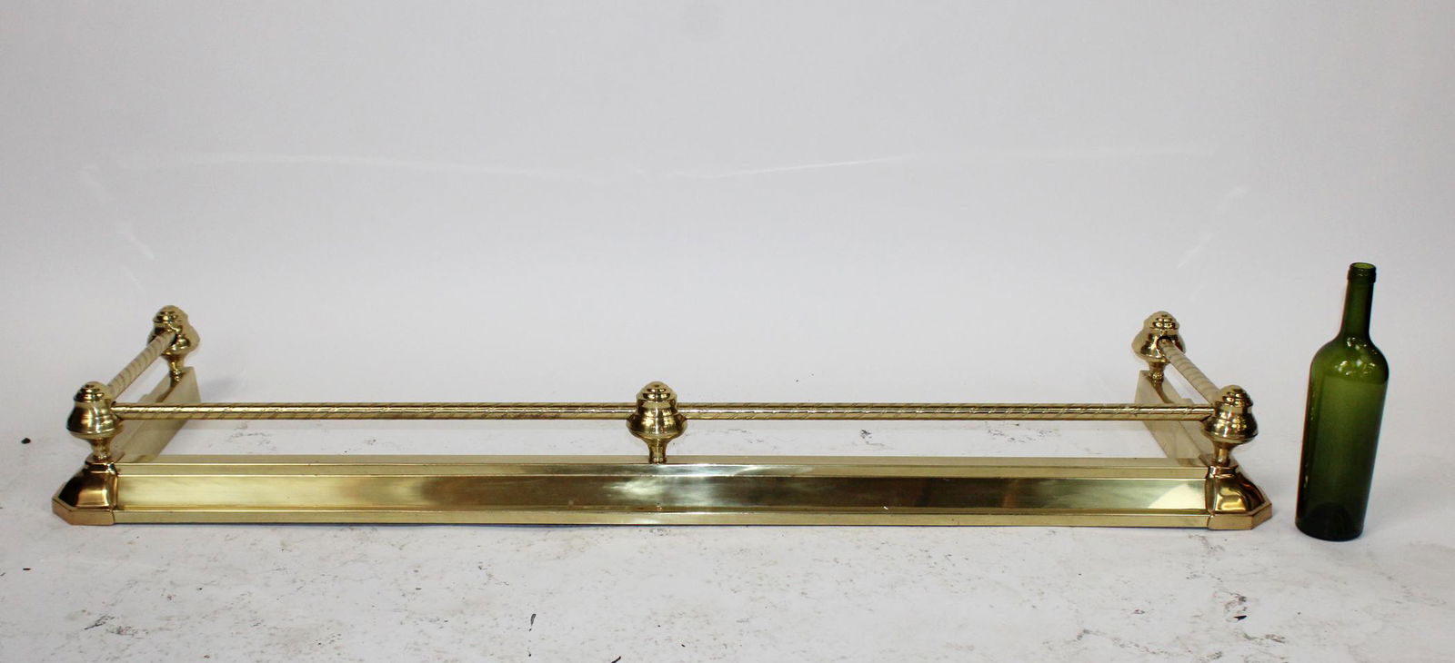 American polished brass fireplace fender (1 of 8)