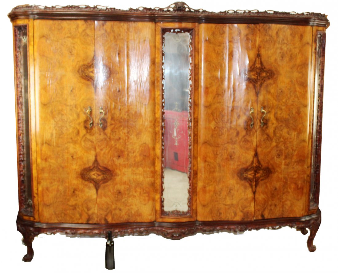 Italian Chippendale armoire in burl walnut (1 of 11)