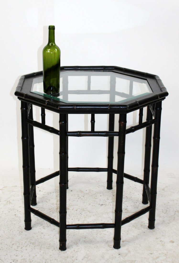 Black Hollywood Regency style hexagonal table (1 of 4)