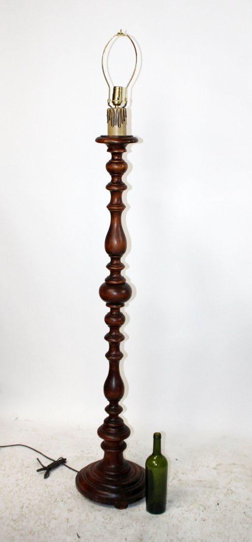Rustic turned wood floor lamp (1 of 6)