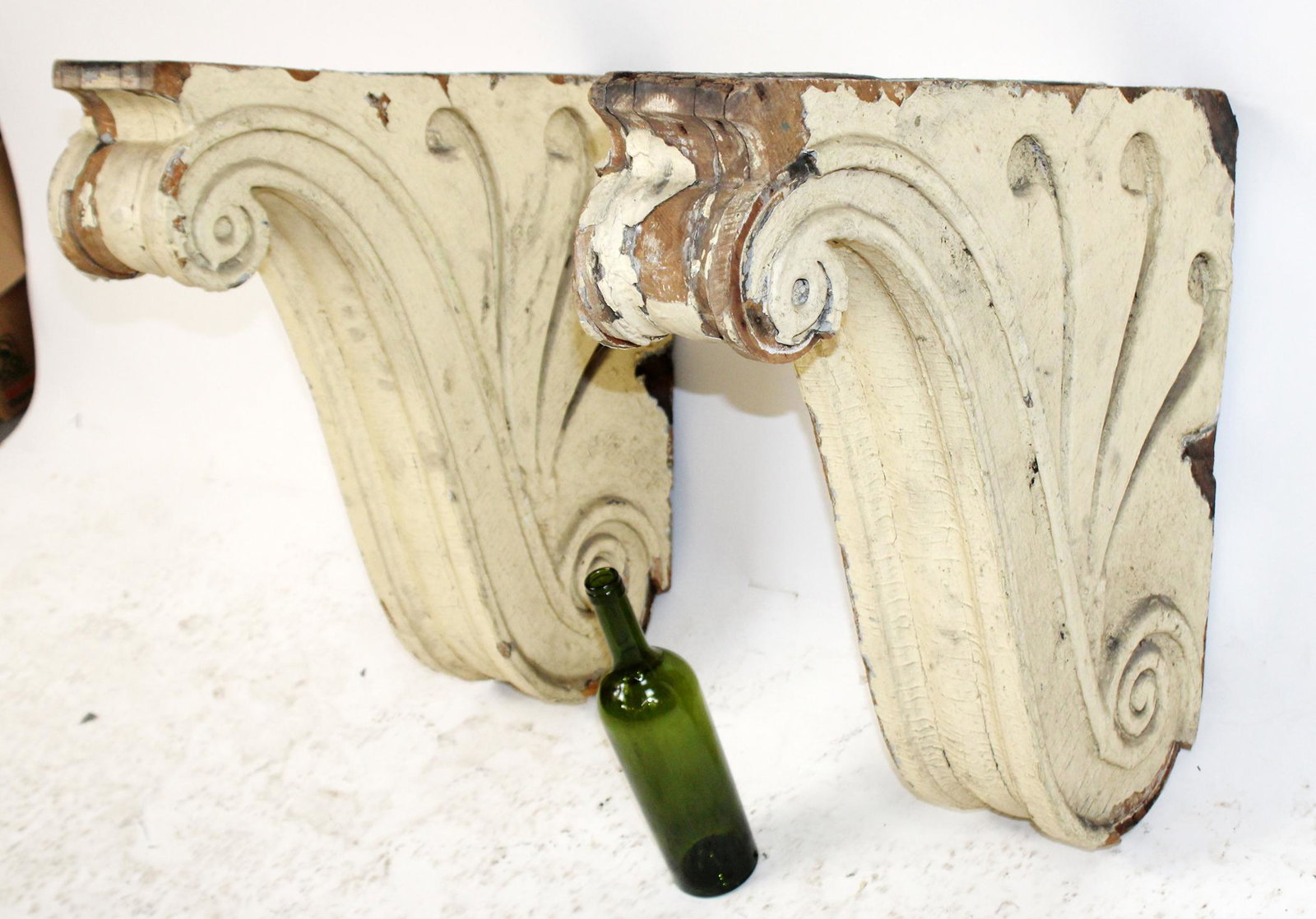 Pair of antique painted wooden architectural corbels (1 of 5)