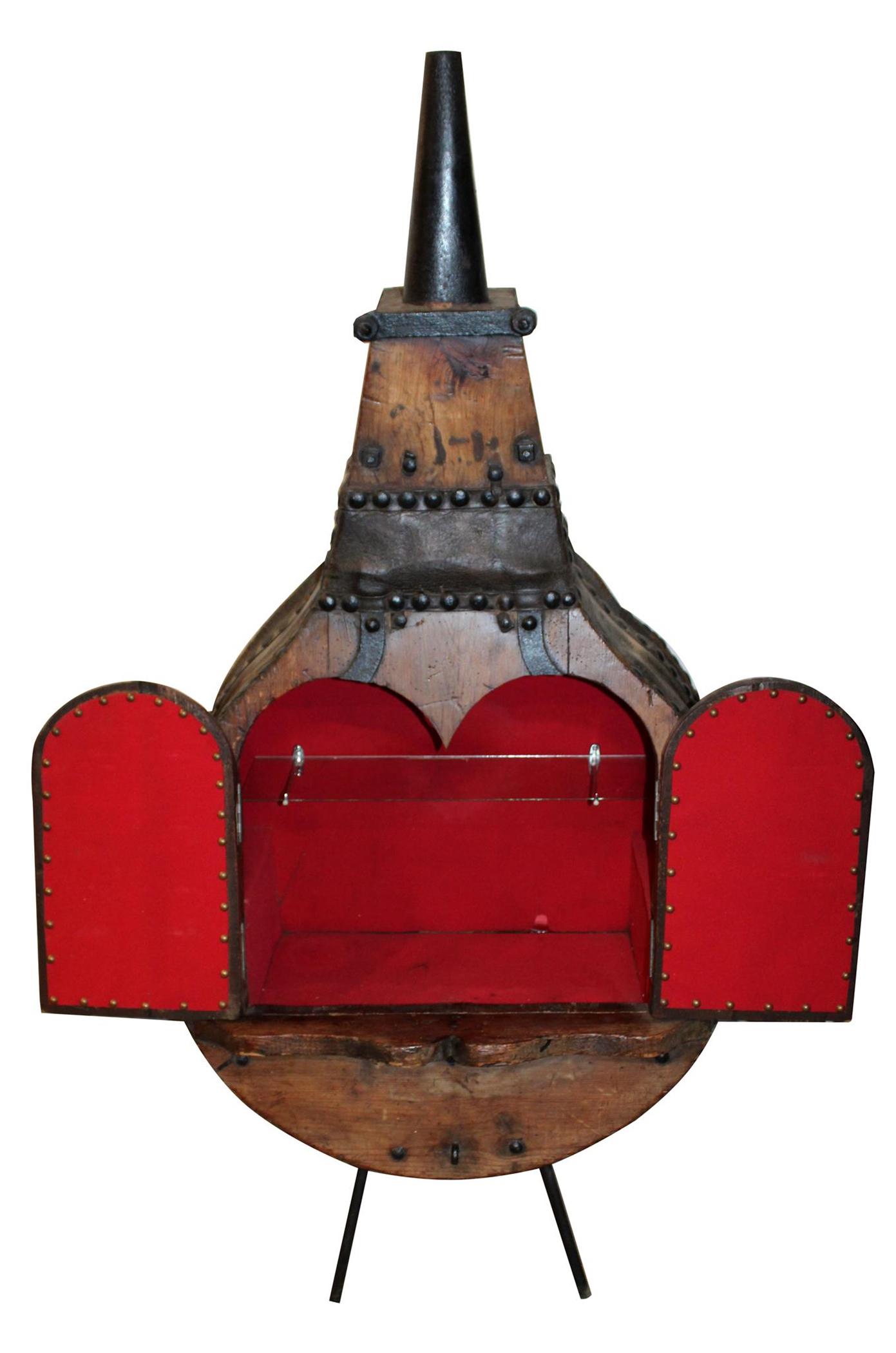 French Blacksmith bellows mounted as bar cabinet (1 of 5)