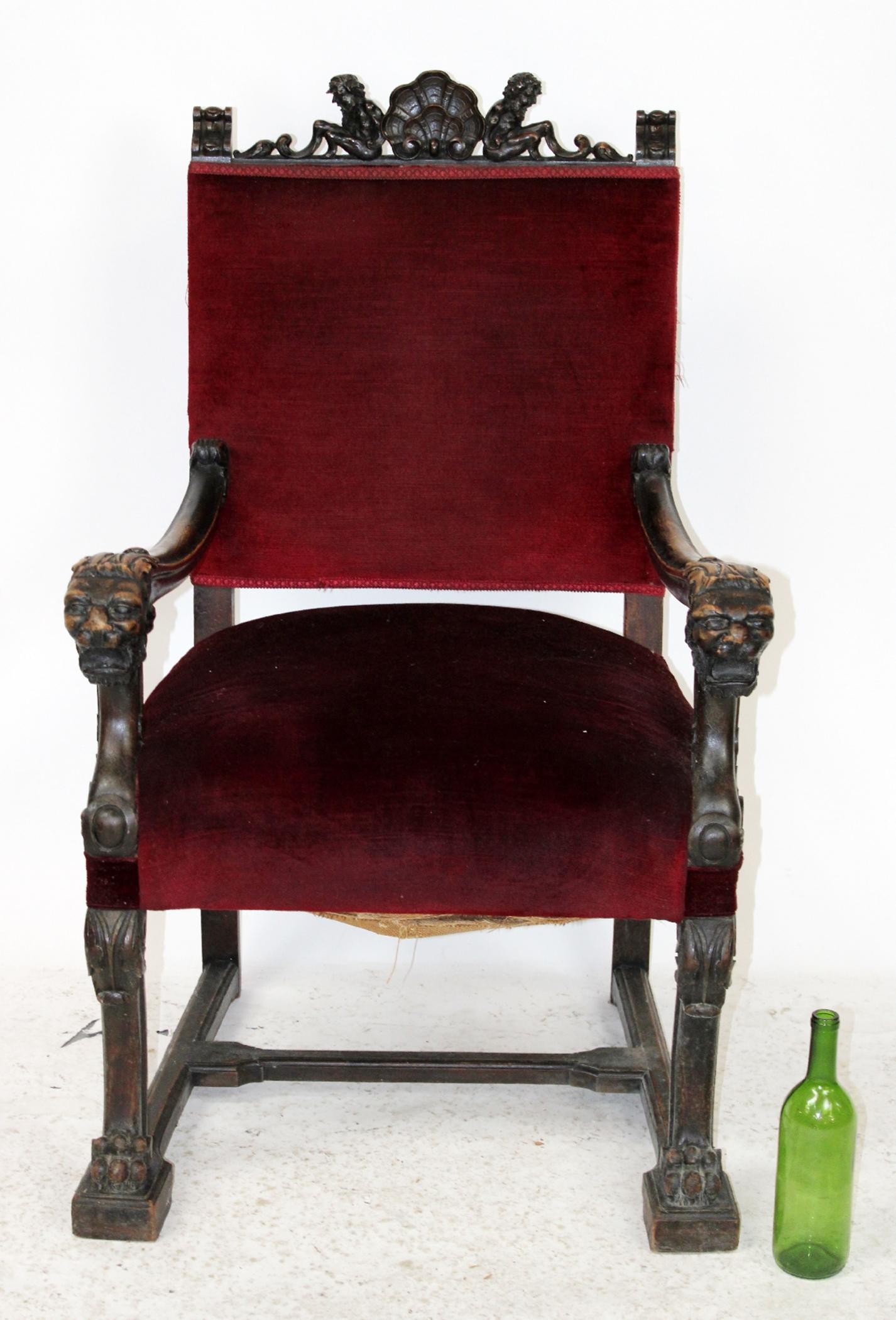 Italian Renaissance armchair with lions (1 of 6)