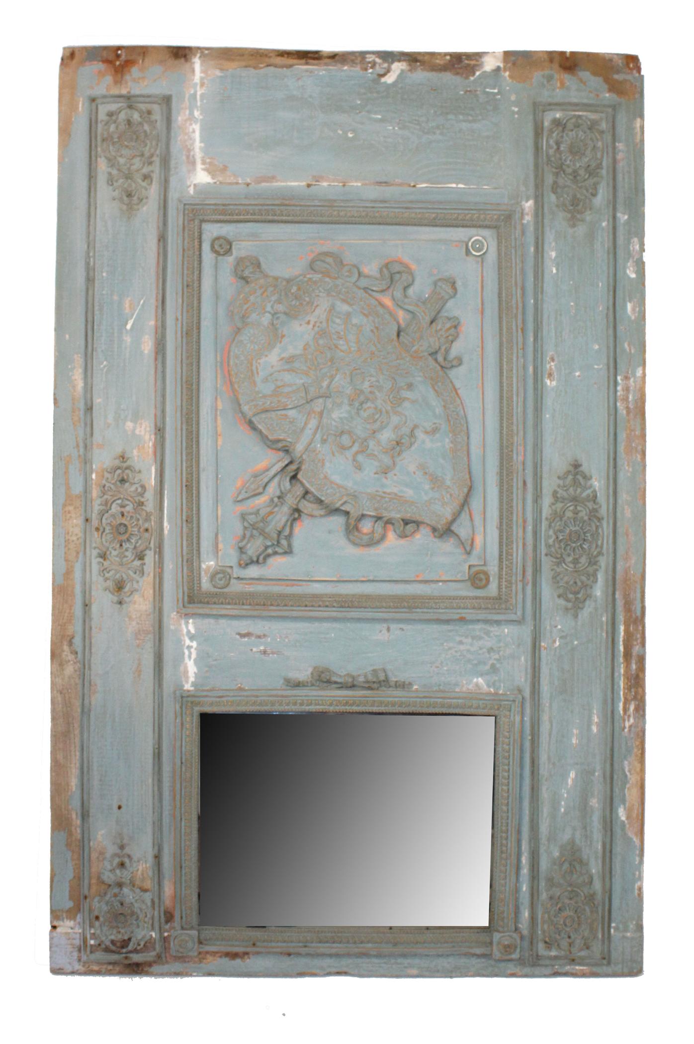 French trumeau mirror with raised shield decoration (1 of 8)