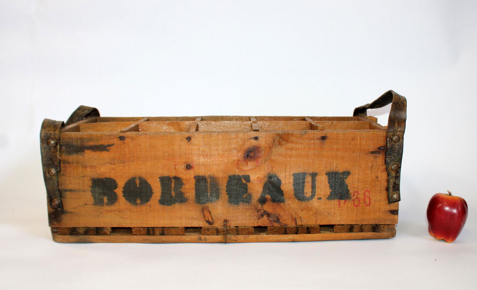 French wine crate stamped Bordeaux: French wine crate stamped Bordeaux. 8"h x 23"w x 9 1/2"d