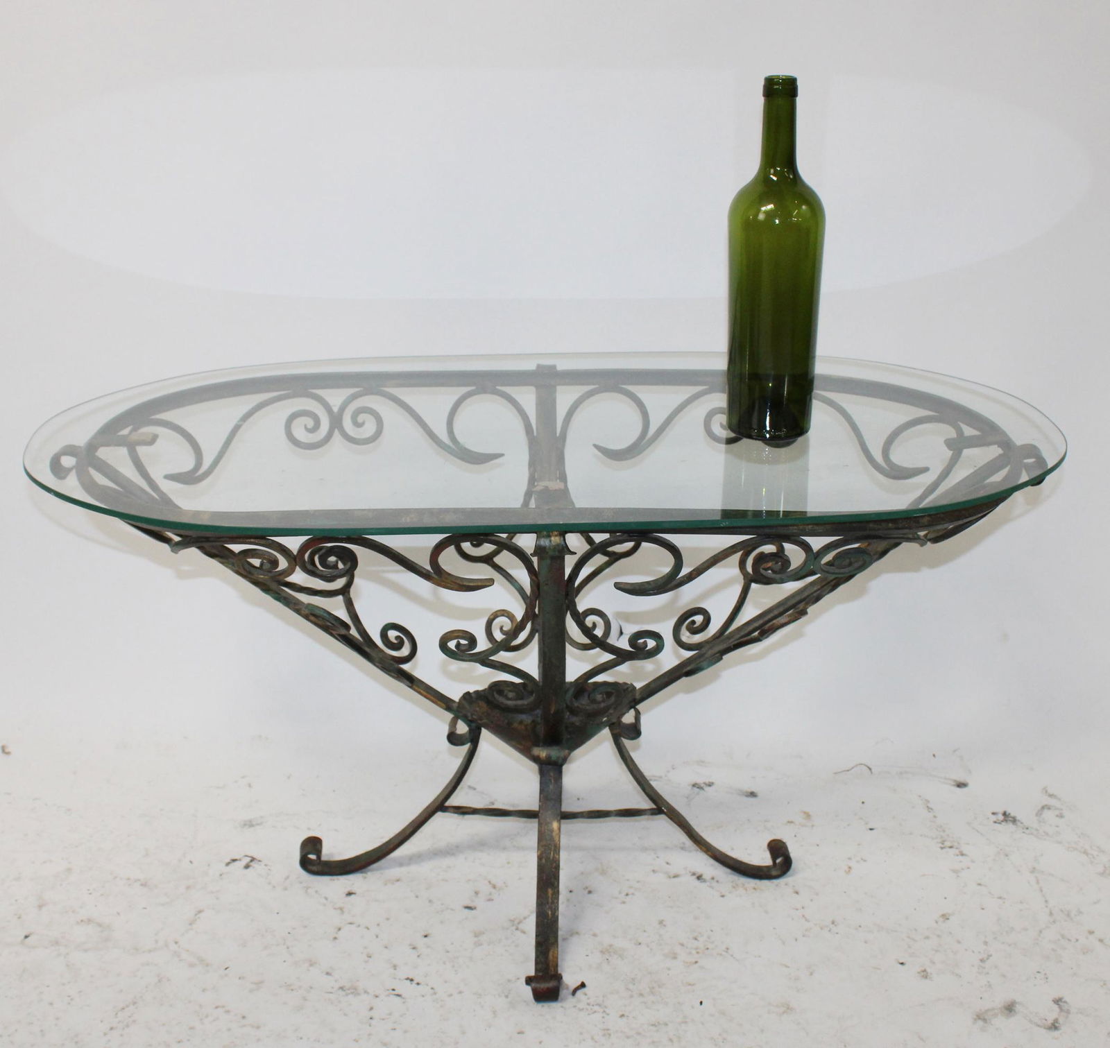 French Art Deco wrought iron & glass coffee table (1 of 5)