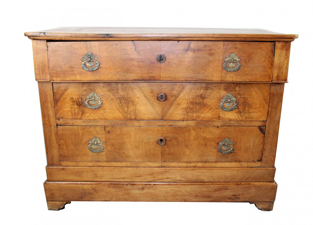 French Louis Philippe 3 drawer commode in walnut (1 of 8)