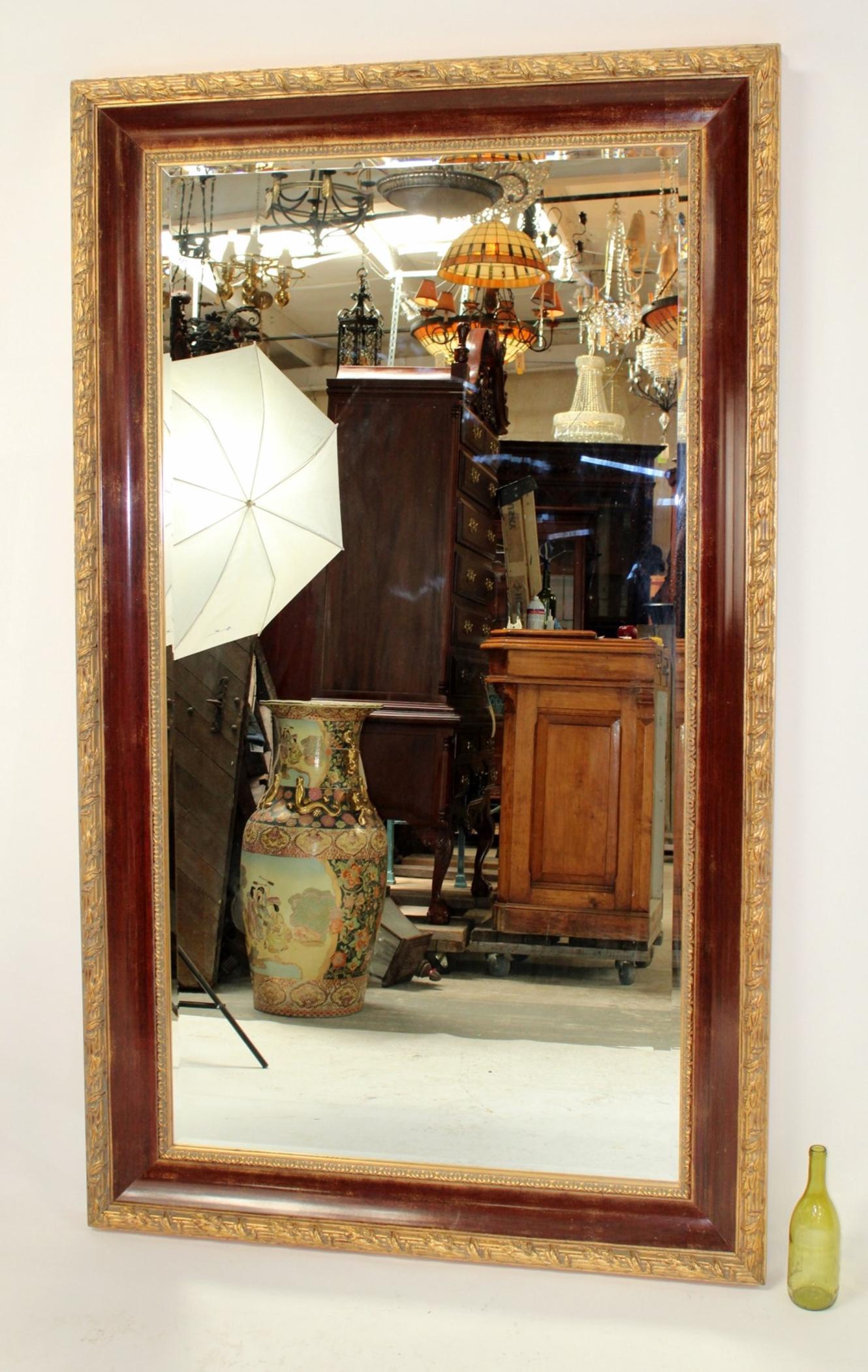 Grand scale ornate gold and wood tone beveled mirror (1 of 5)