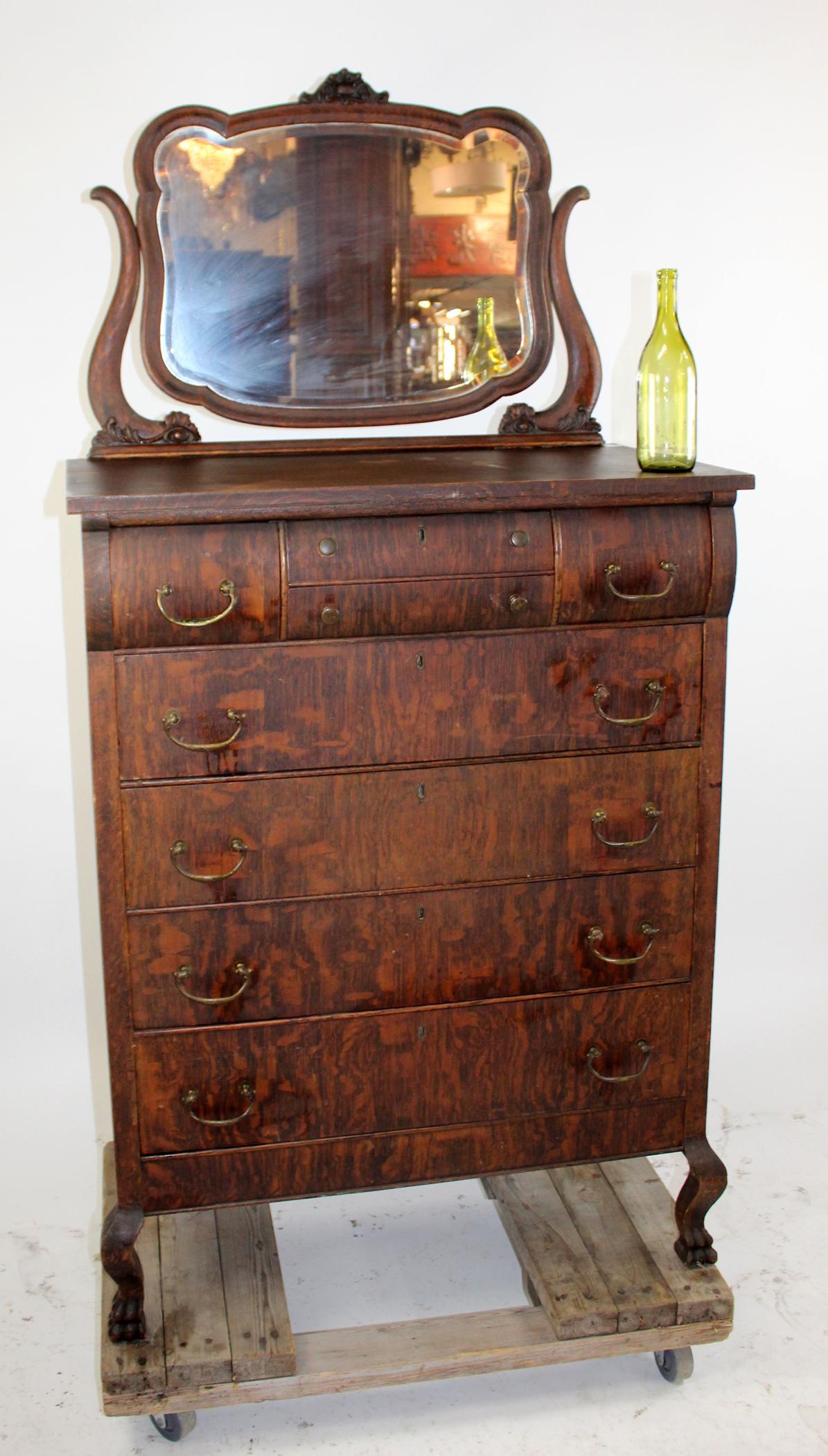 American tiger oak 4 over 4 chest with paw feet (1 of 5)