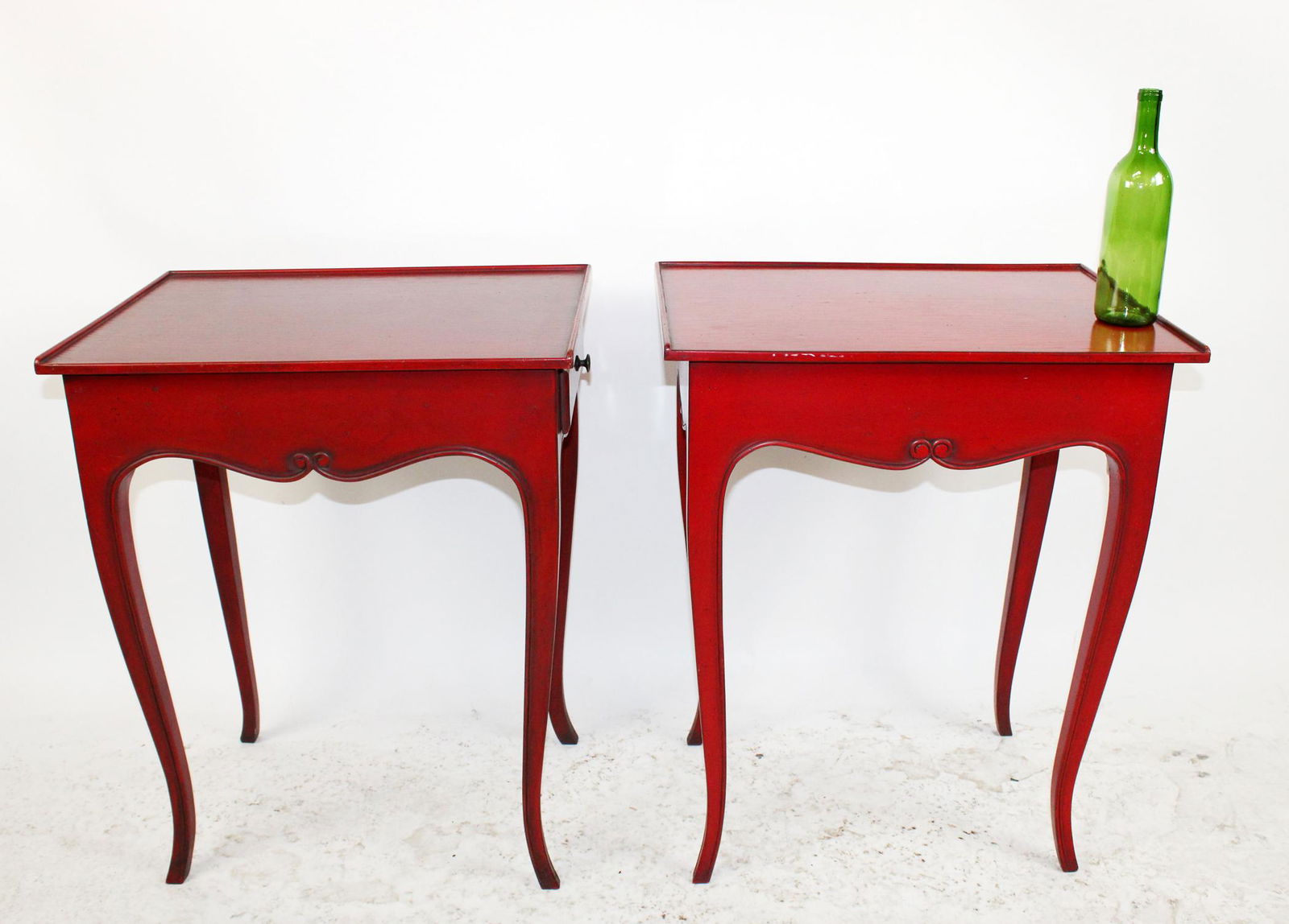 Pair of Louis XV style red lacquer side tables (1 of 15)