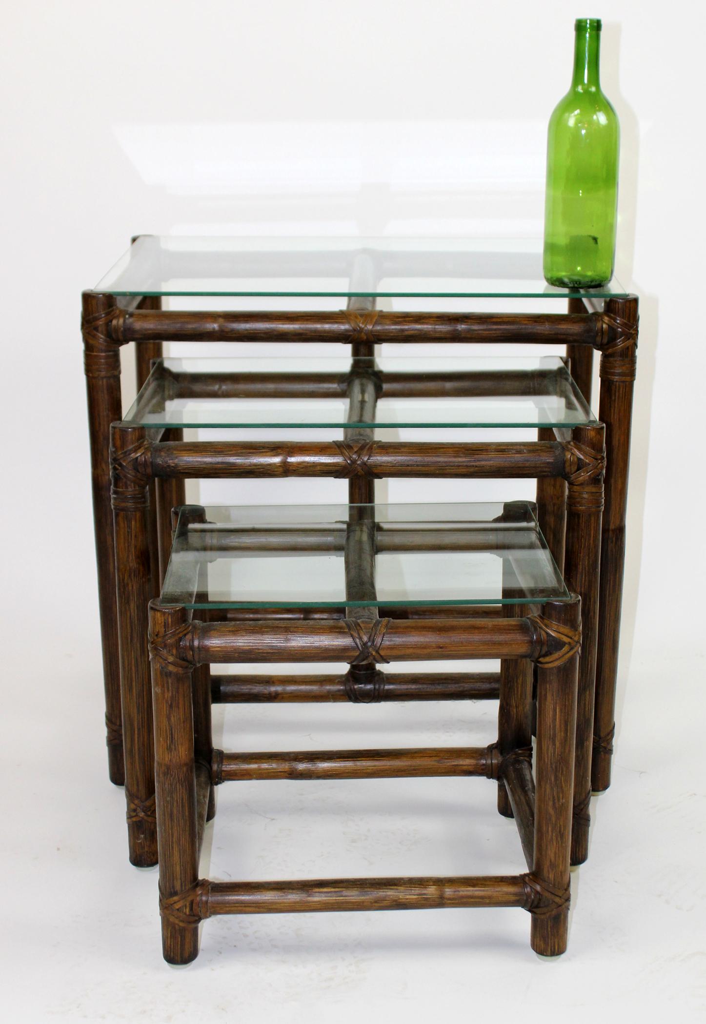 Set of 3 McGuire bamboo nesting tables (1 of 4)