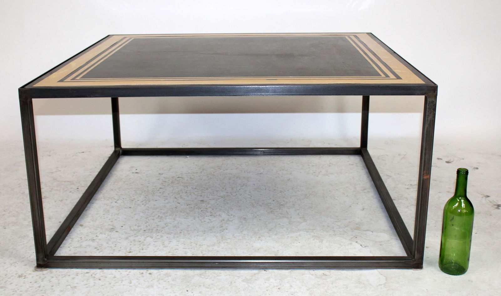 Modern marble top coffee table on iron base (1 of 5)